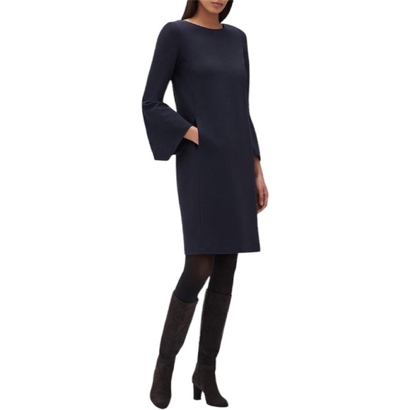 LAFAYETTE 148 NY Paloma Ponte Knit Sheath Dress Shift Bell Sleeve Career Work - Picture 1 of 11